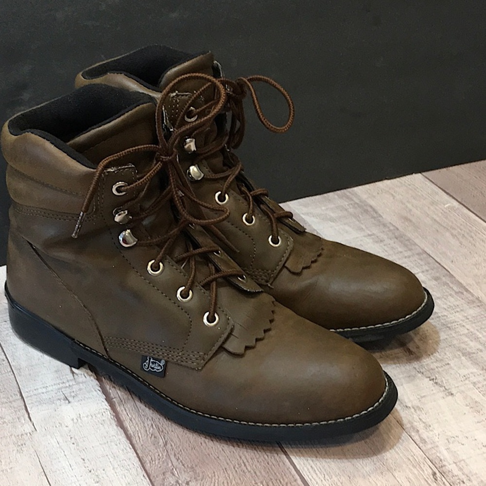 Justin boots Ropers brown leather size 8